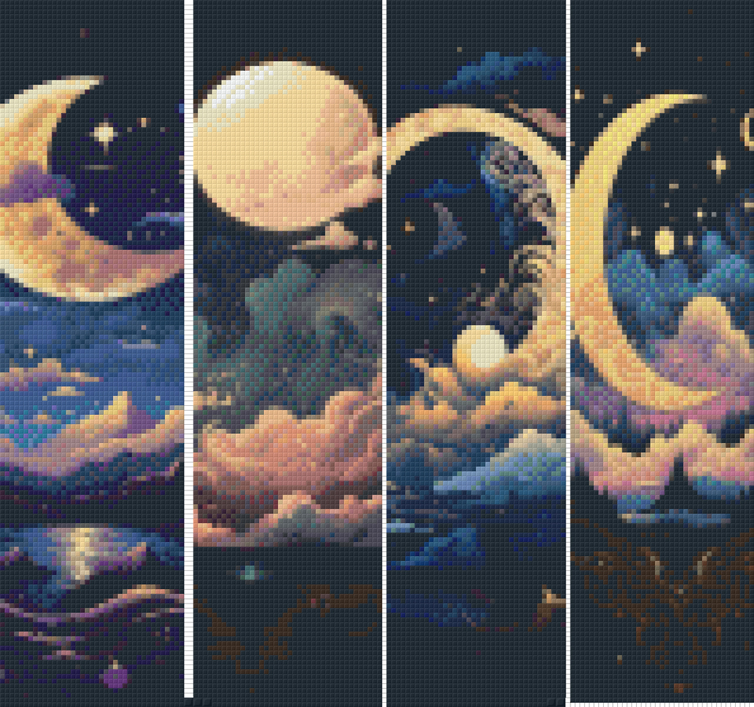 Moonlight Set of Four [12] Baseplate Pixelhobby Mini Mosaic Art Kit image 0